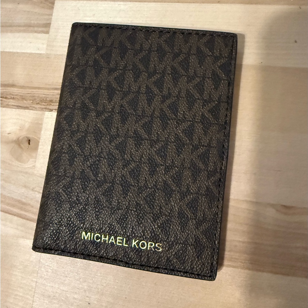 Michael Kors Dark Brown Logo Passport/Card Holder